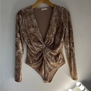 Makers of Dreams Gold Velvet Bodysuit / Large